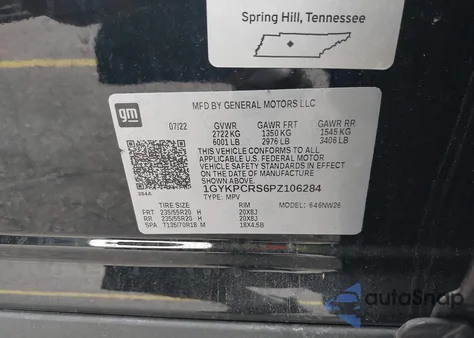 2023 Cadillac Xt6 Fwd Premium Luxury из США, поврежденный, VIN 1GYKPCRS6PZ106284